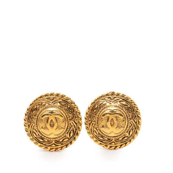 CHANEL Coco Mark Earrings Gold Plated Women's